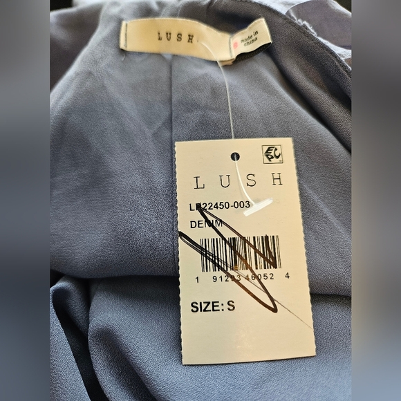 Lush Women Maxi Romper Sz S Lilac-Blue Satin Soft Lined Zip & Tie  Back Wide Leg - Picture 10 of 11